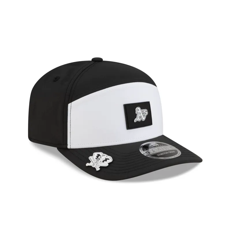 Athletics 2026 Clubhouse Black & White Split Panel 9SEVENTY Stretch-Snap Hat sold by New Era
