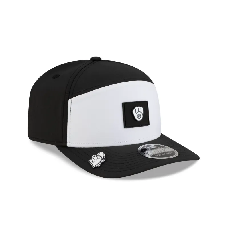 Milwaukee Brewers 2026 Clubhouse Black & White Split Panel 9SEVENTY Stretch-Snap Hat sold by New Era