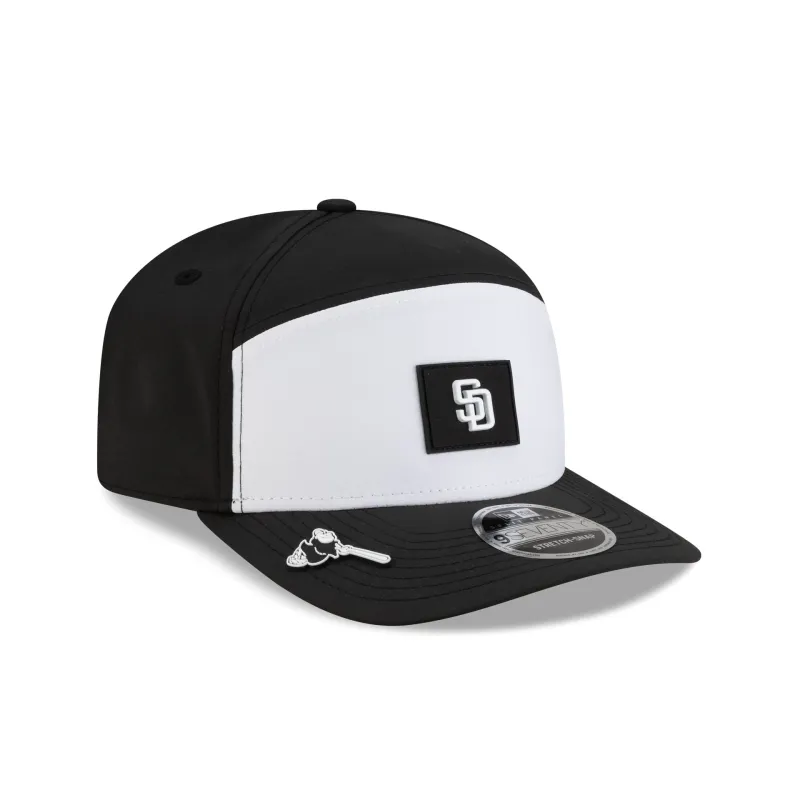 San Diego Padres 2026 Clubhouse Black & White Split Panel 9SEVENTY Stretch-Snap Hat sold by New Era
