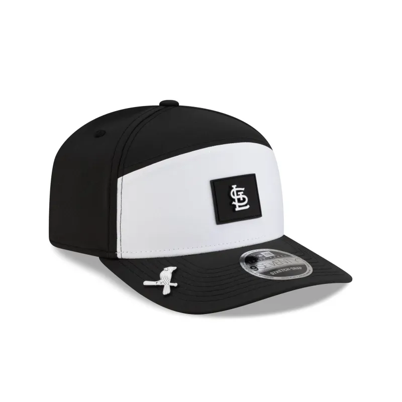 St. Louis Cardinals 2026 Clubhouse Black & White Split Panel 9SEVENTY Stretch-Snap Hat made by New Era