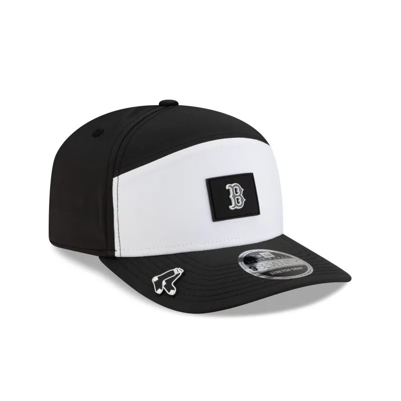 Boston Red Sox 2026 Clubhouse Black & White Split Panel 9SEVENTY Stretch-Snap Hat sold by New Era