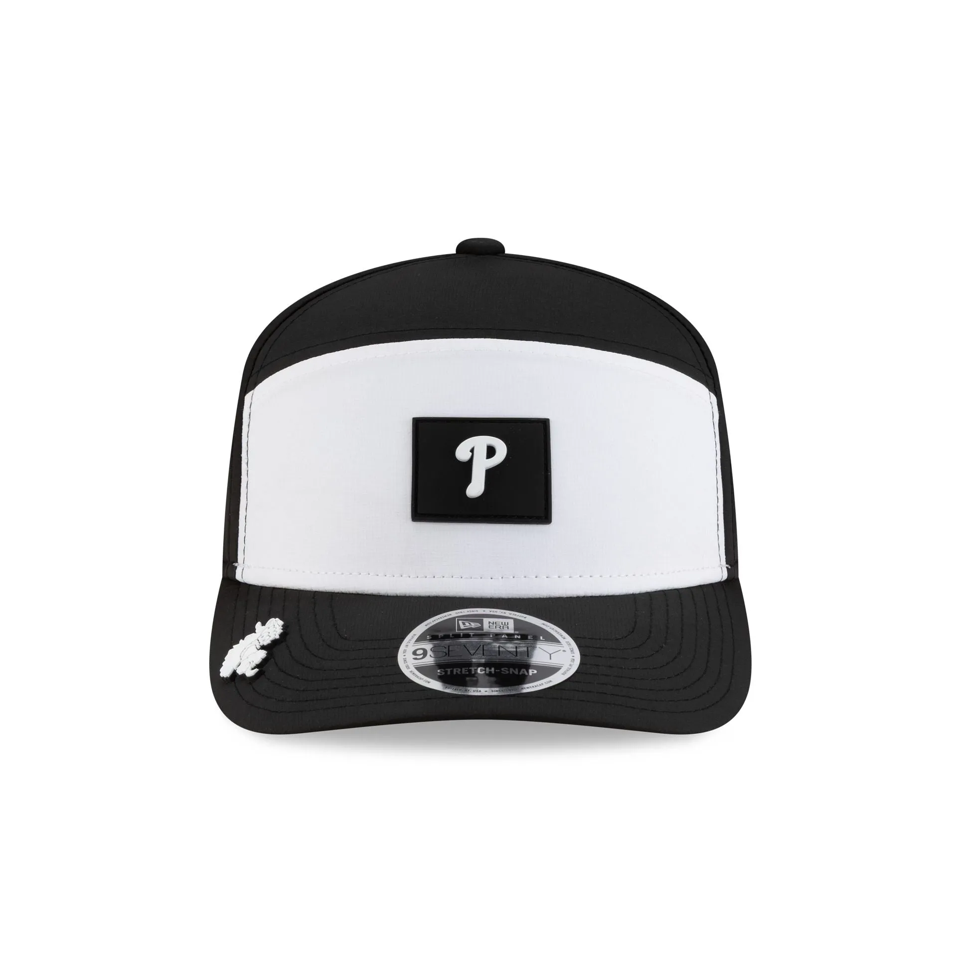 Philadelphia Phillies 2026 Clubhouse Black & White Split Panel 9SEVENTY Stretch-Snap Hat sold by New Era product image thumbnail 2