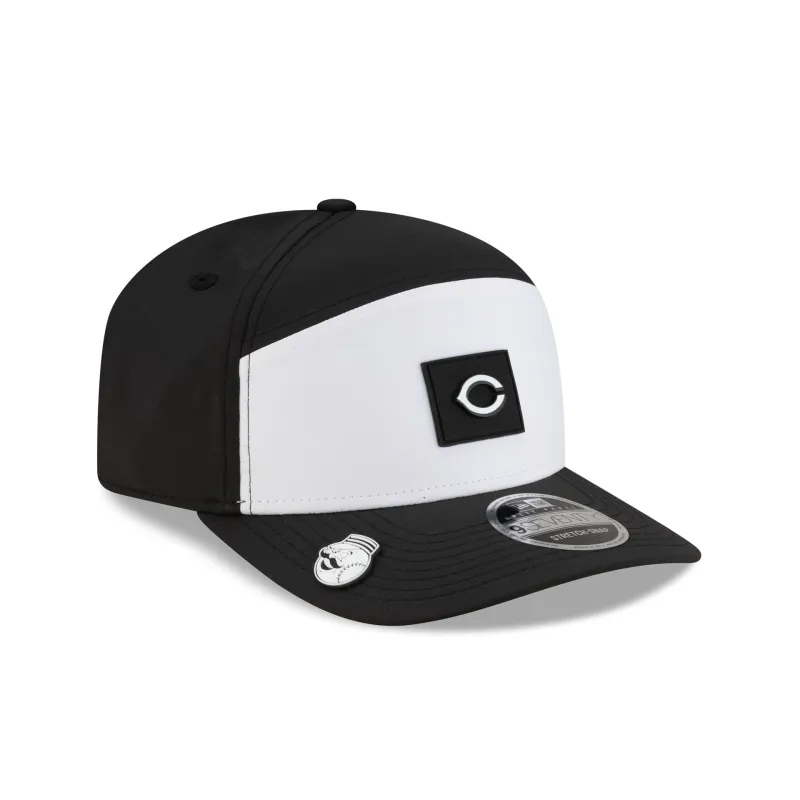 Cincinnati Reds 2026 Clubhouse Black & White Split Panel 9SEVENTY Stretch-Snap Hat made by New Era