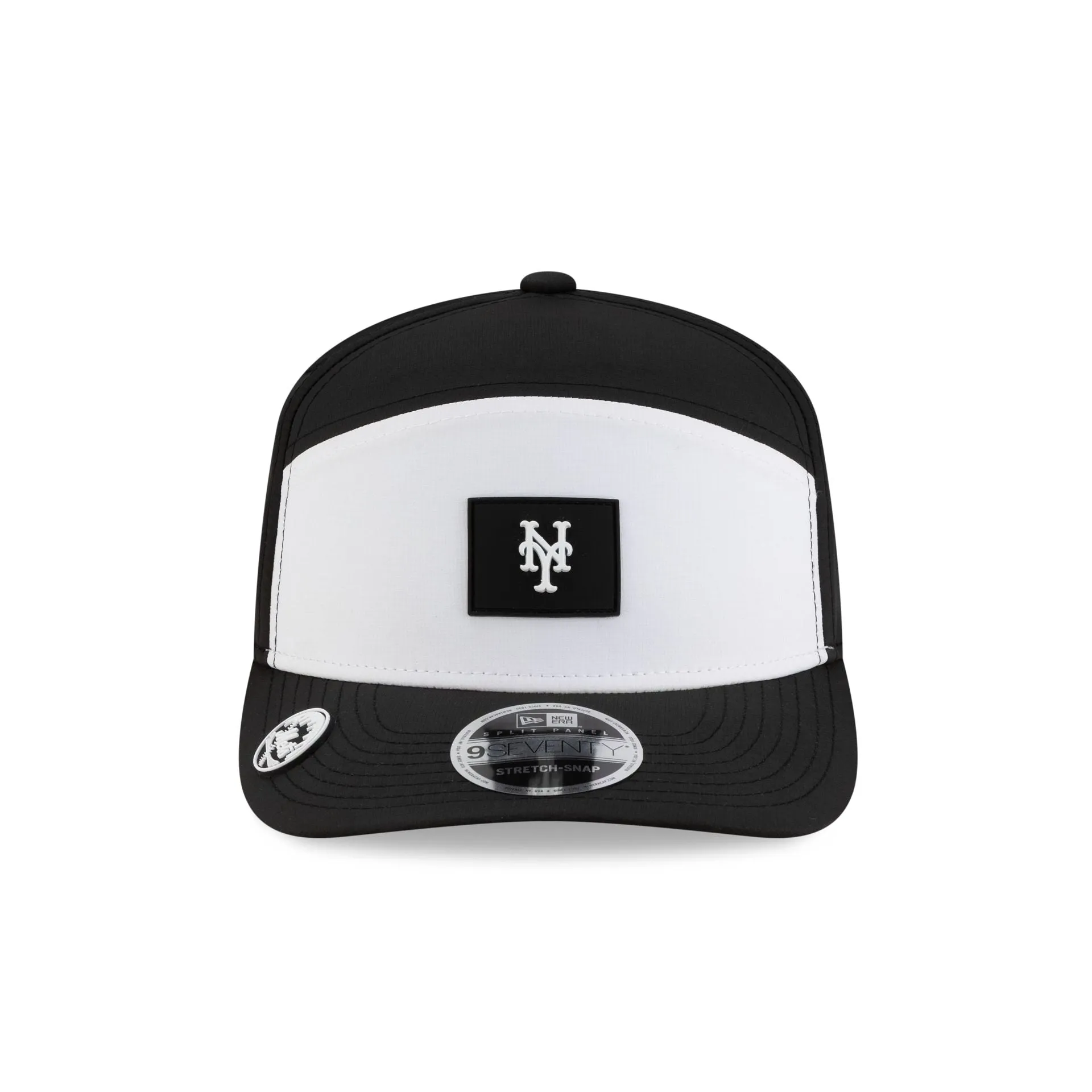 New York Mets 2026 Clubhouse Black & White Split Panel 9SEVENTY Stretch-Snap Hat sold by New Era product image thumbnail 2