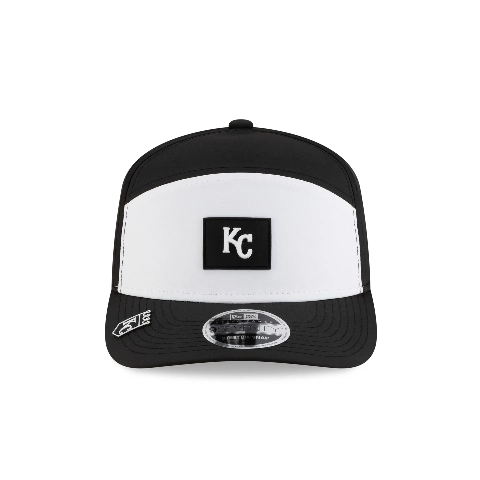Kansas City Royals 2026 Clubhouse Black & White Split Panel 9SEVENTY Stretch-Snap Hat sold by New Era product image thumbnail 2