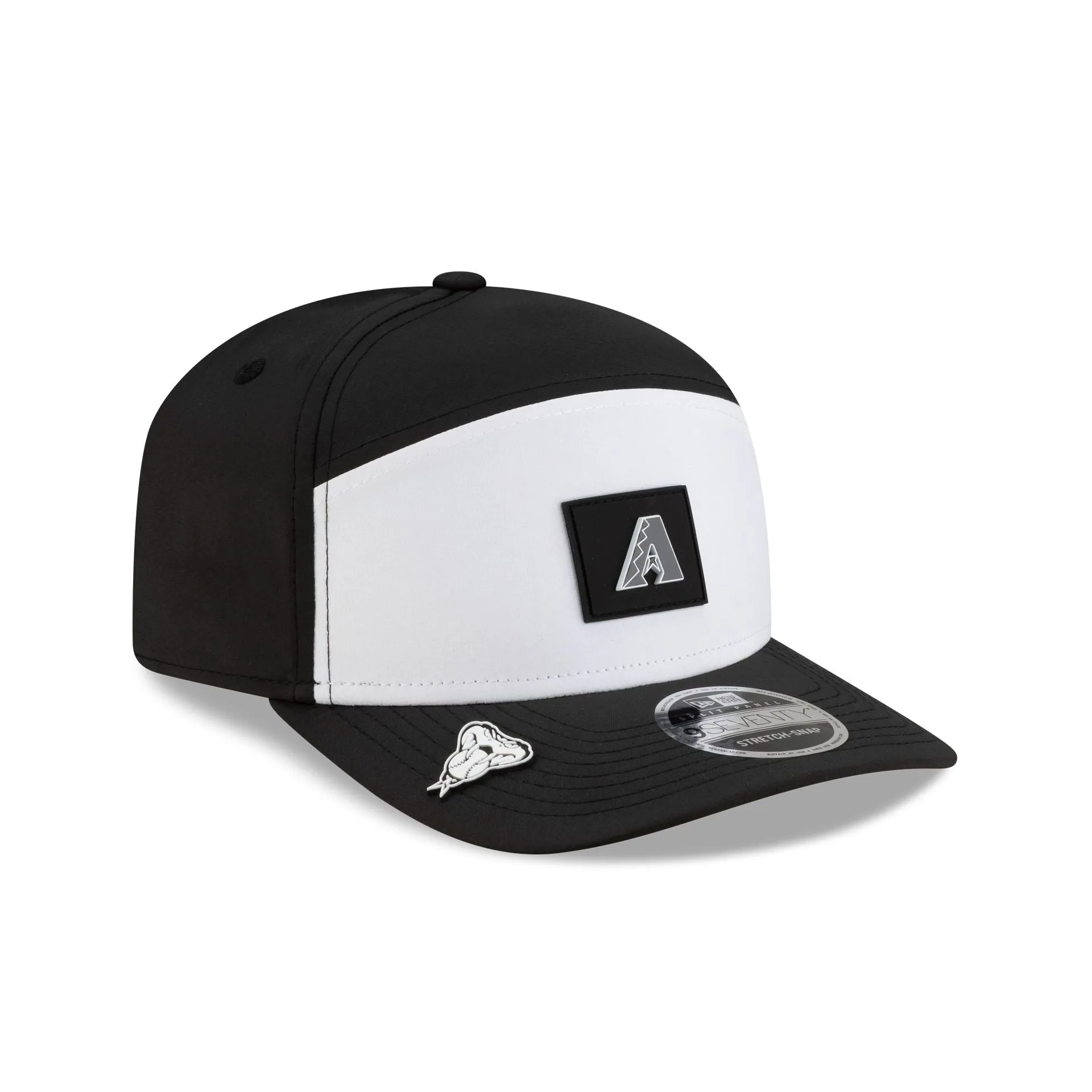 Arizona Diamondbacks 2026 Clubhouse Black & White Split Panel 9SEVENTY Stretch-Snap Hat sold by New Era