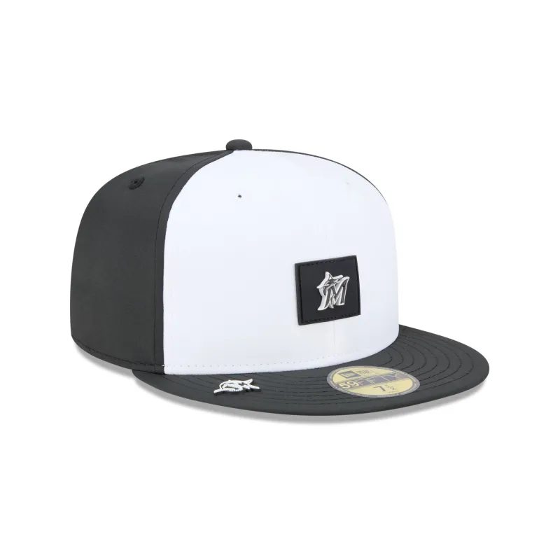 Miami Marlins 2026 Clubhouse Black & White 59FIFTY Fitted Hat made by New Era