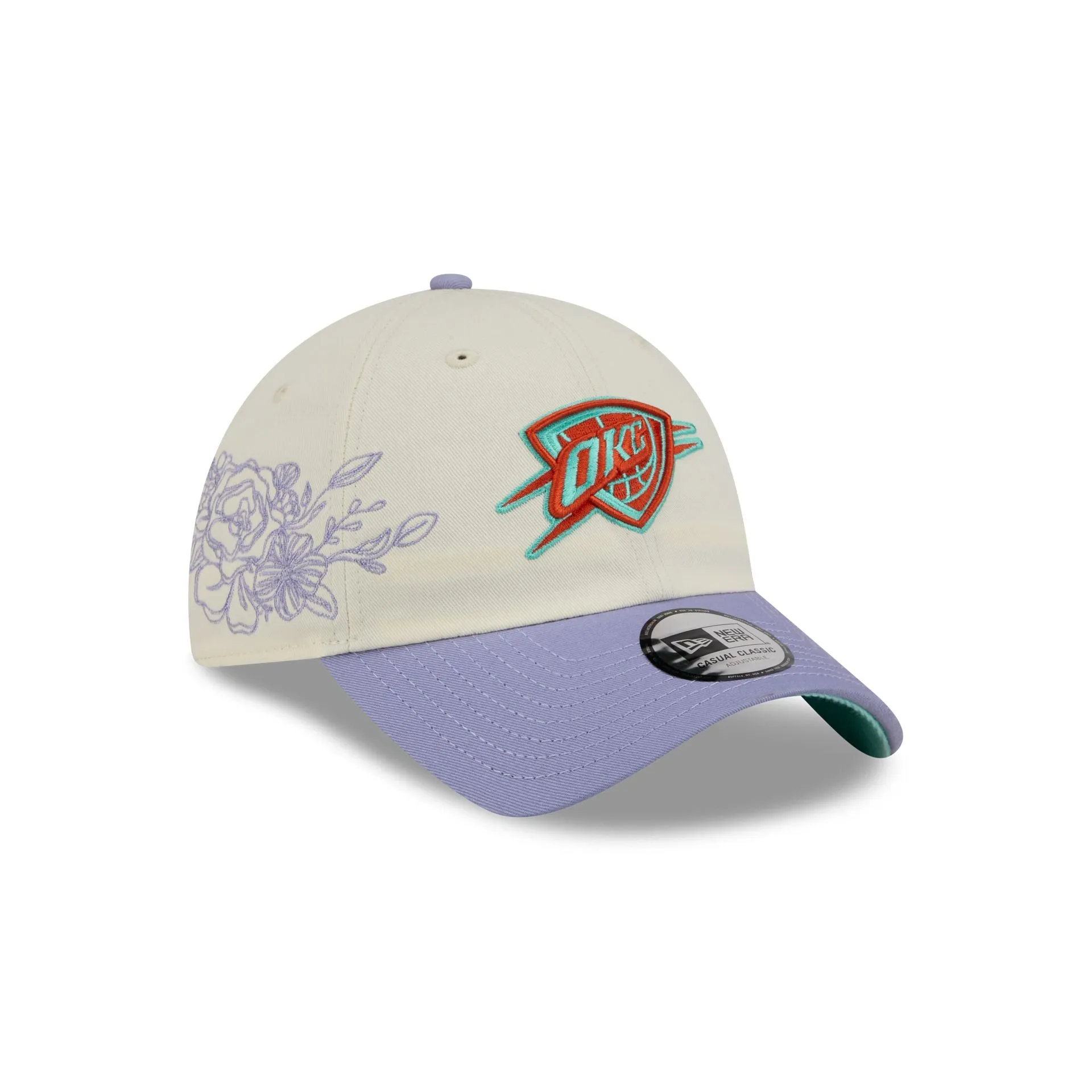 Oklahoma City Thunder Lavender Flowers Casual Classic Adjustable Hat sold by New Era