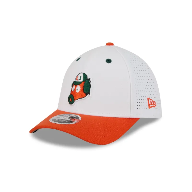 New Era x adidas Miami Hurricanes White Mascot 39THIRTY M-Crown Stretch Fit Hat sold by New Era
