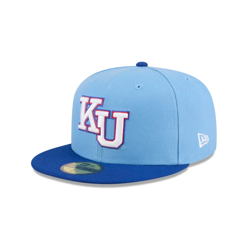 New Era x adidas Kansas Jayhawks Sky Blue 59FIFTY Fitted Hat sold by New Era