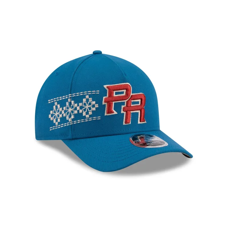 Puerto Rico Latin Embroidery 9FORTY M-Crown A-Frame Snapback Hat made by New Era