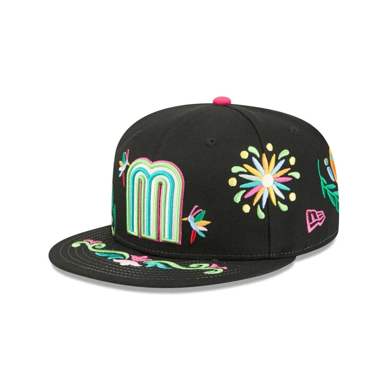 Mexico Latin Embroidery 59FIFTY Fitted Hat made by New Era