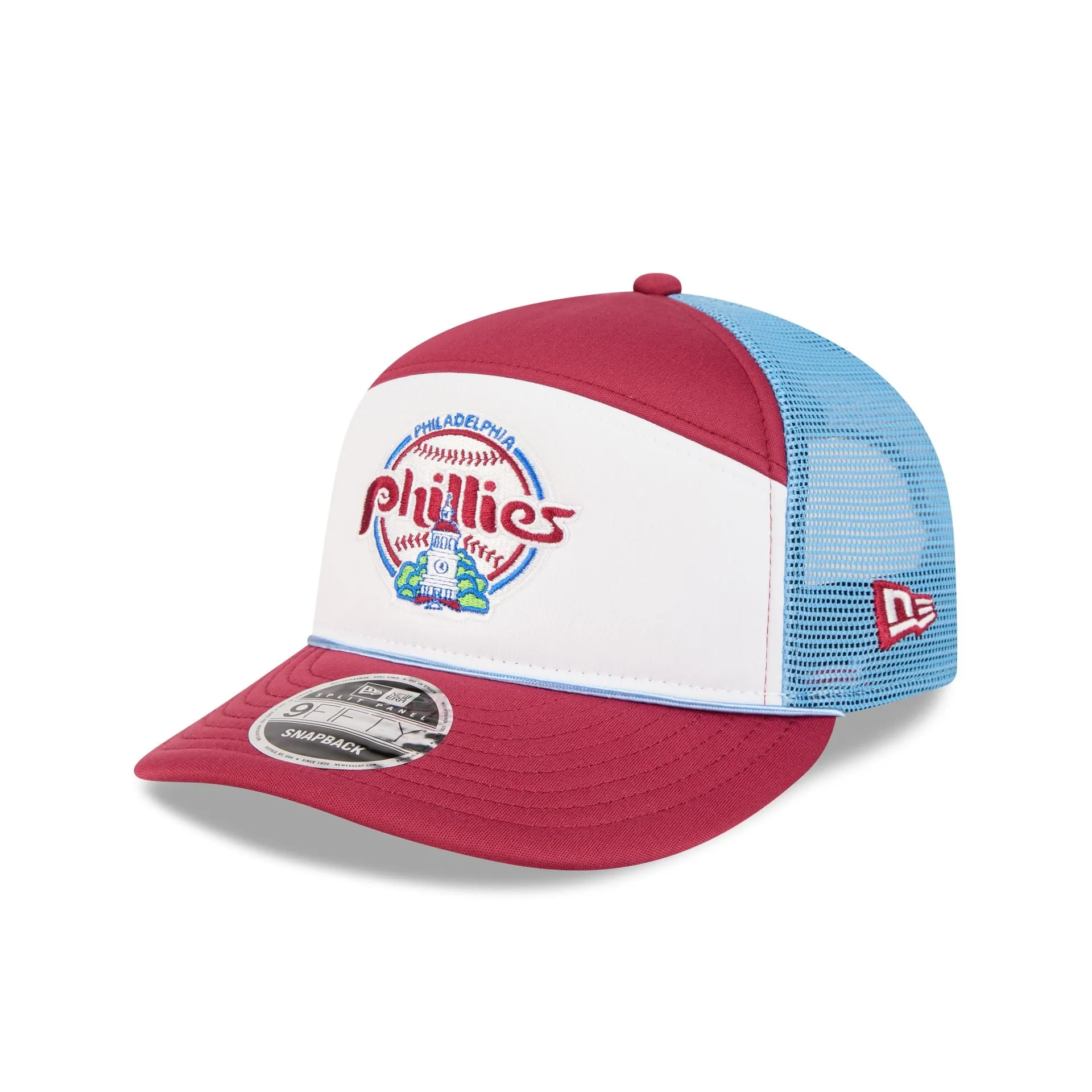 Philadelphia Phillies Blocked Split Panel 9FIFTY Trucker Hat sold by New Era