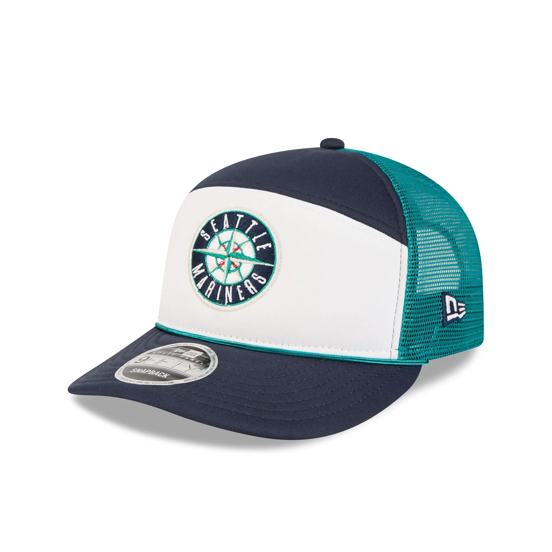 Seattle Mariners Blocked Split Panel 9FIFTY Trucker Hat sold by New Era