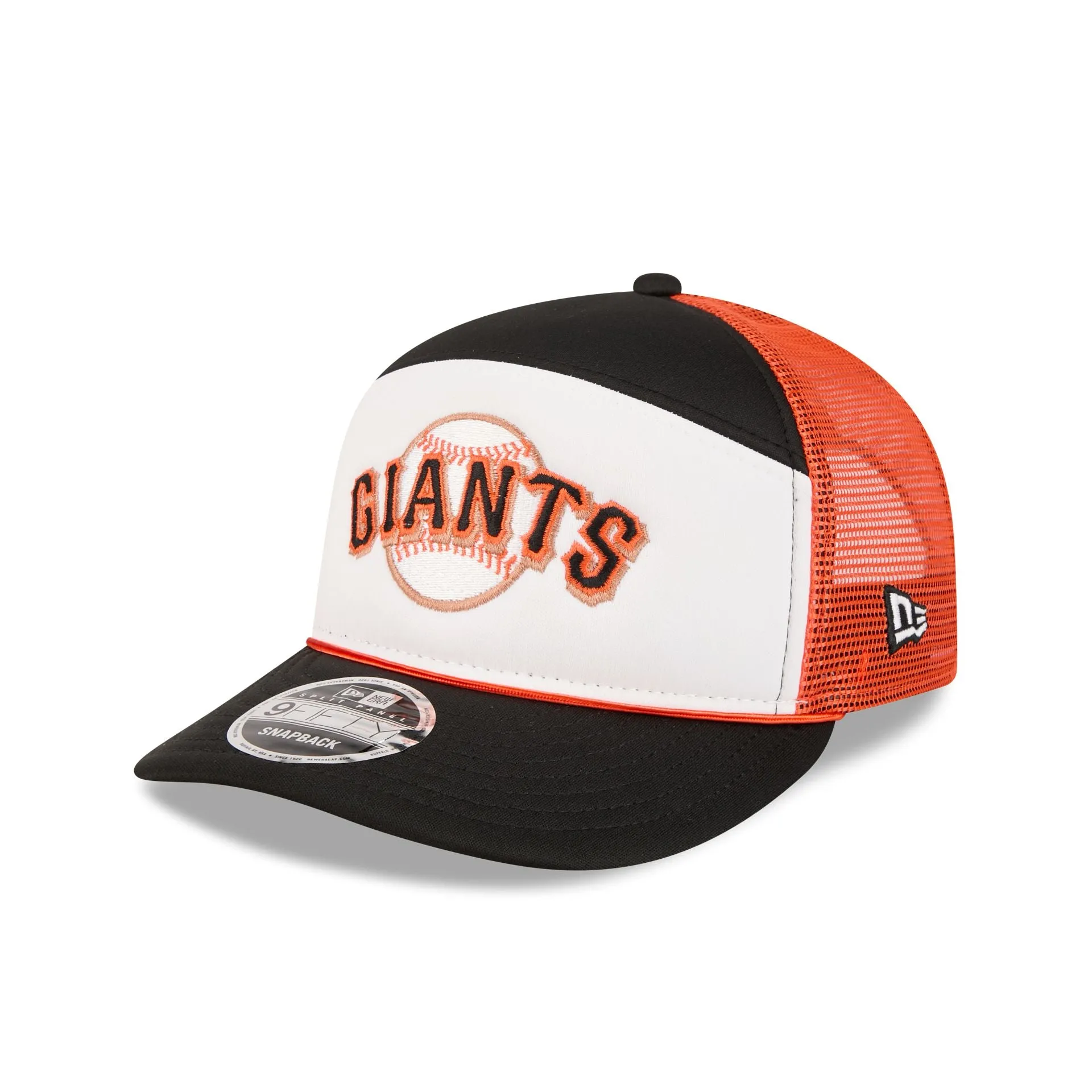San Francisco Giants Blocked Split Panel 9FIFTY Trucker Hat sold by New Era