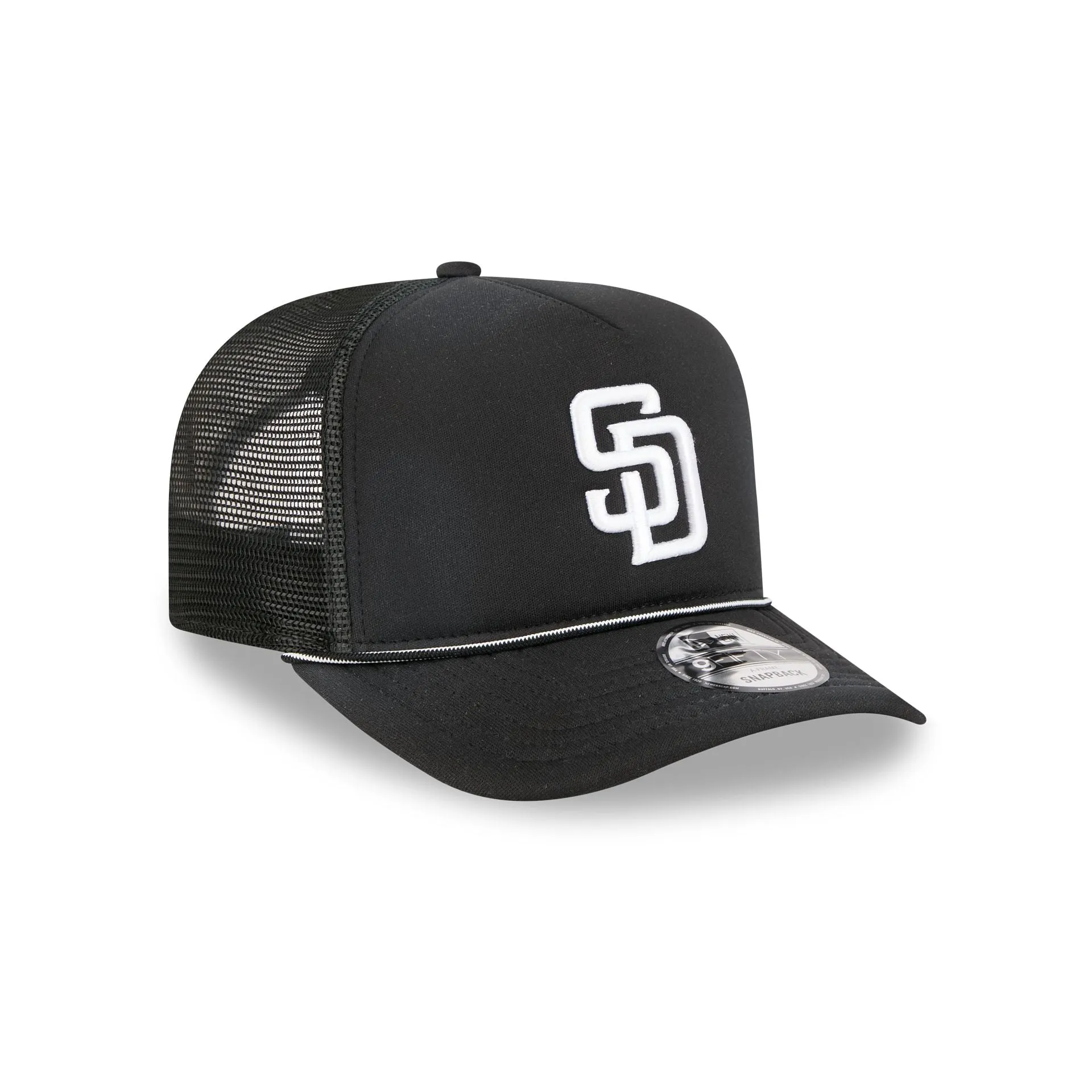 San Diego Padres Washed Black 9FIFTY A-Frame Trucker Hat sold by New Era product image thumbnail 3