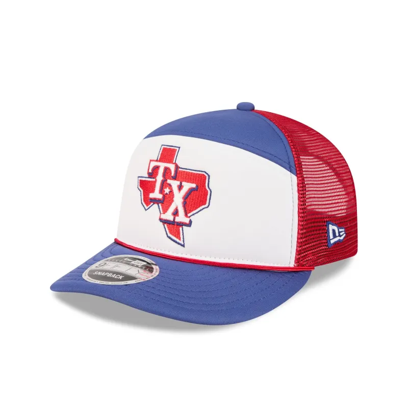 Texas Rangers Blocked Split Panel 9FIFTY Trucker Hat made by New Era