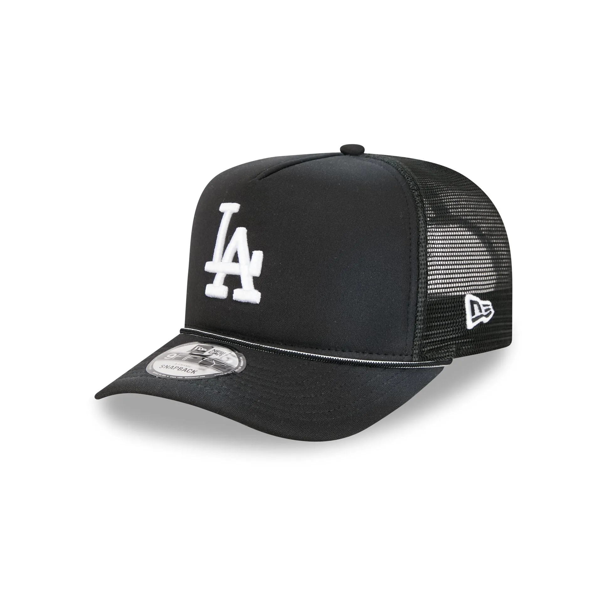 Los Angeles Dodgers Washed Black 9FIFTY A-Frame Trucker Hat sold by New Era