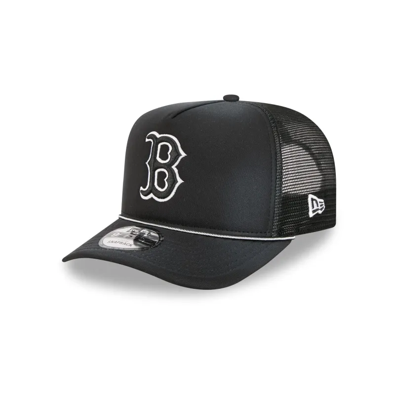 Boston Red Sox Washed Black 9FIFTY A-Frame Trucker Hat made by New Era