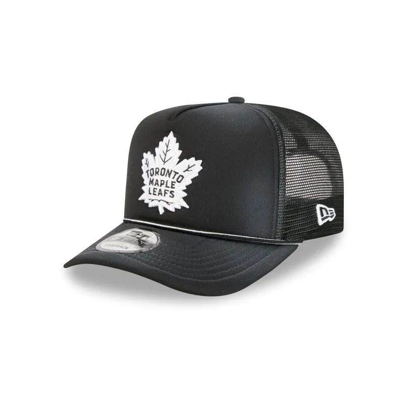 Toronto Maple Leafs Washed Black 9FIFTY A-Frame Trucker Hat made by New Era