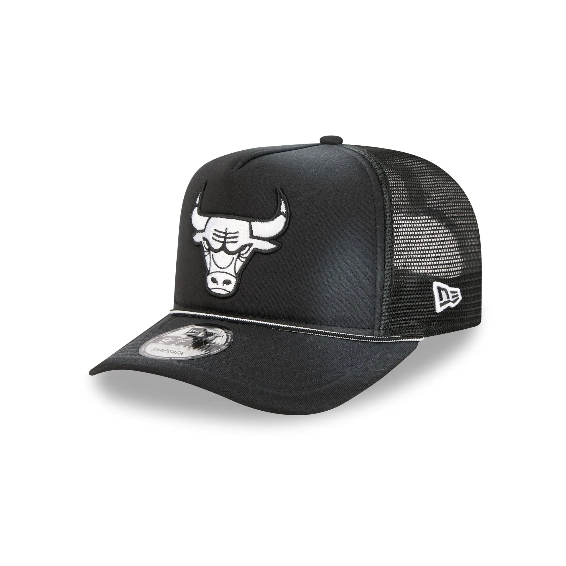 Chicago Bulls Washed Black 9FIFTY A-Frame Trucker Hat sold by New Era