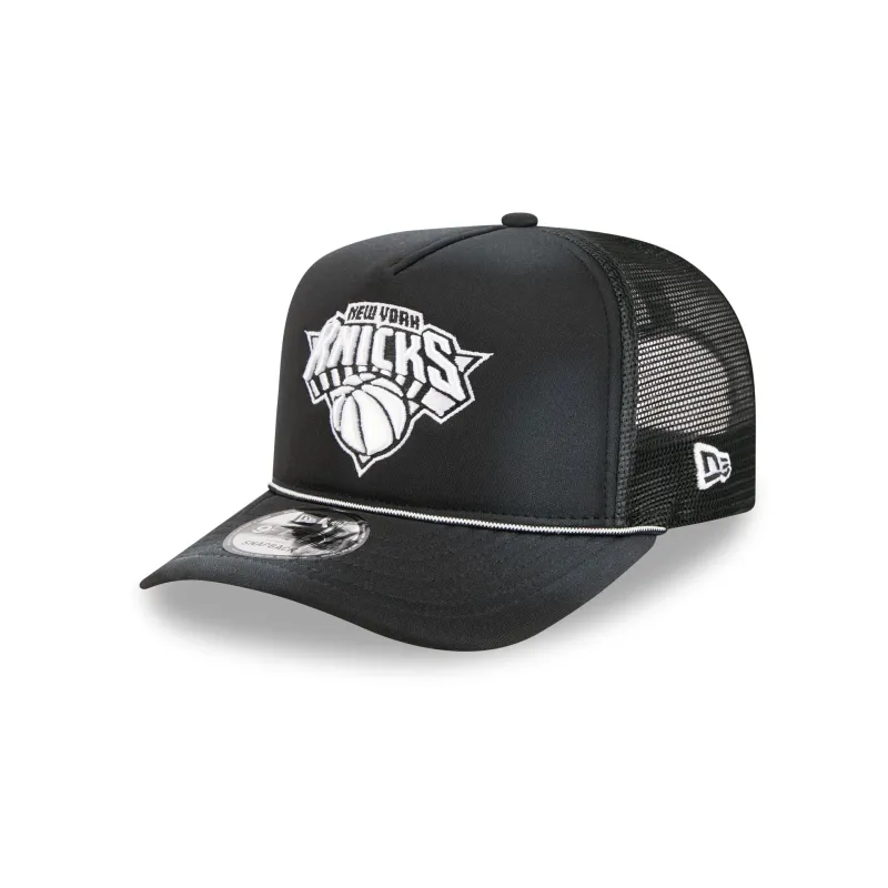 New York Knicks Washed Black 9FIFTY A-Frame Trucker Hat made by New Era