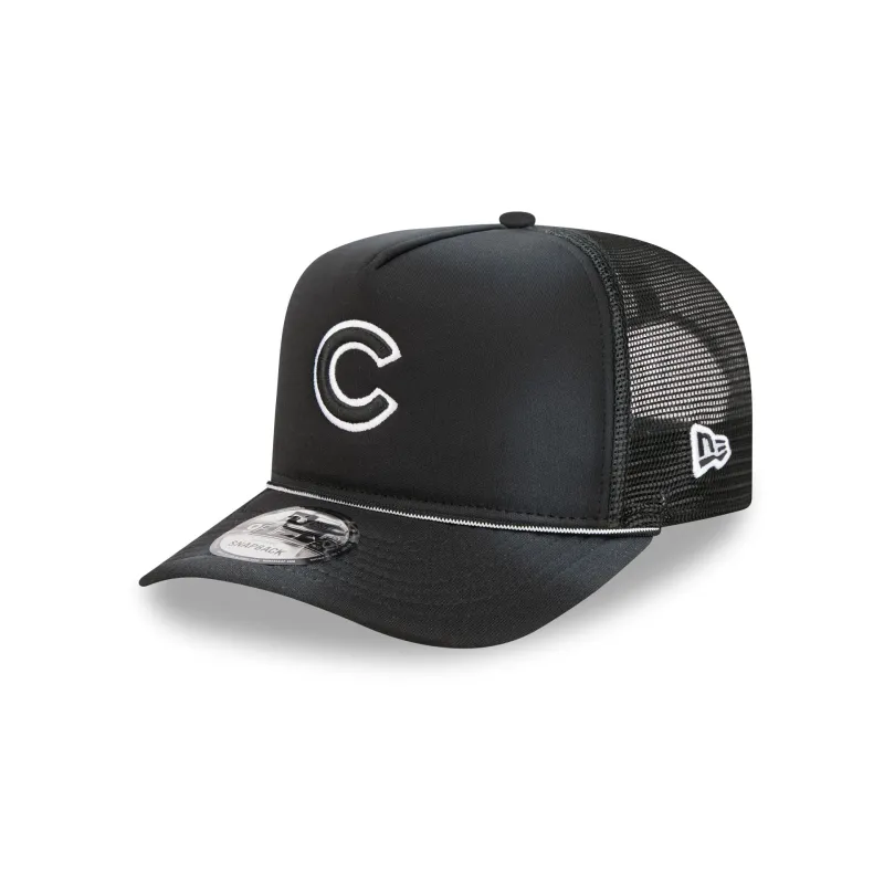 Chicago Cubs Washed Black 9FIFTY A-Frame Trucker Hat sold by New Era