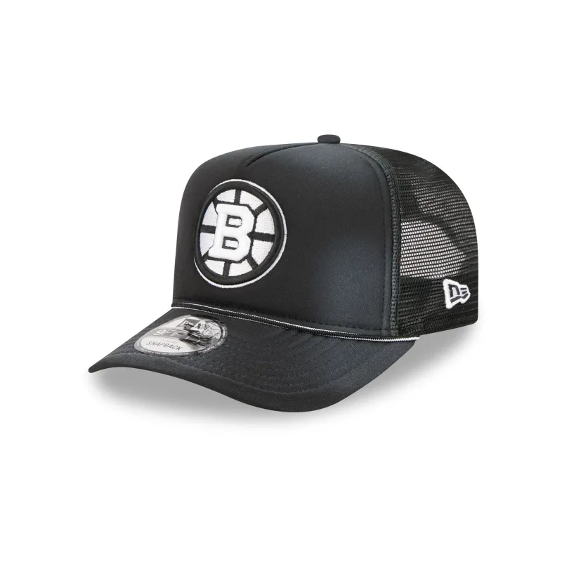 Boston Bruins Washed Black 9FIFTY A-Frame Trucker Hat sold by New Era