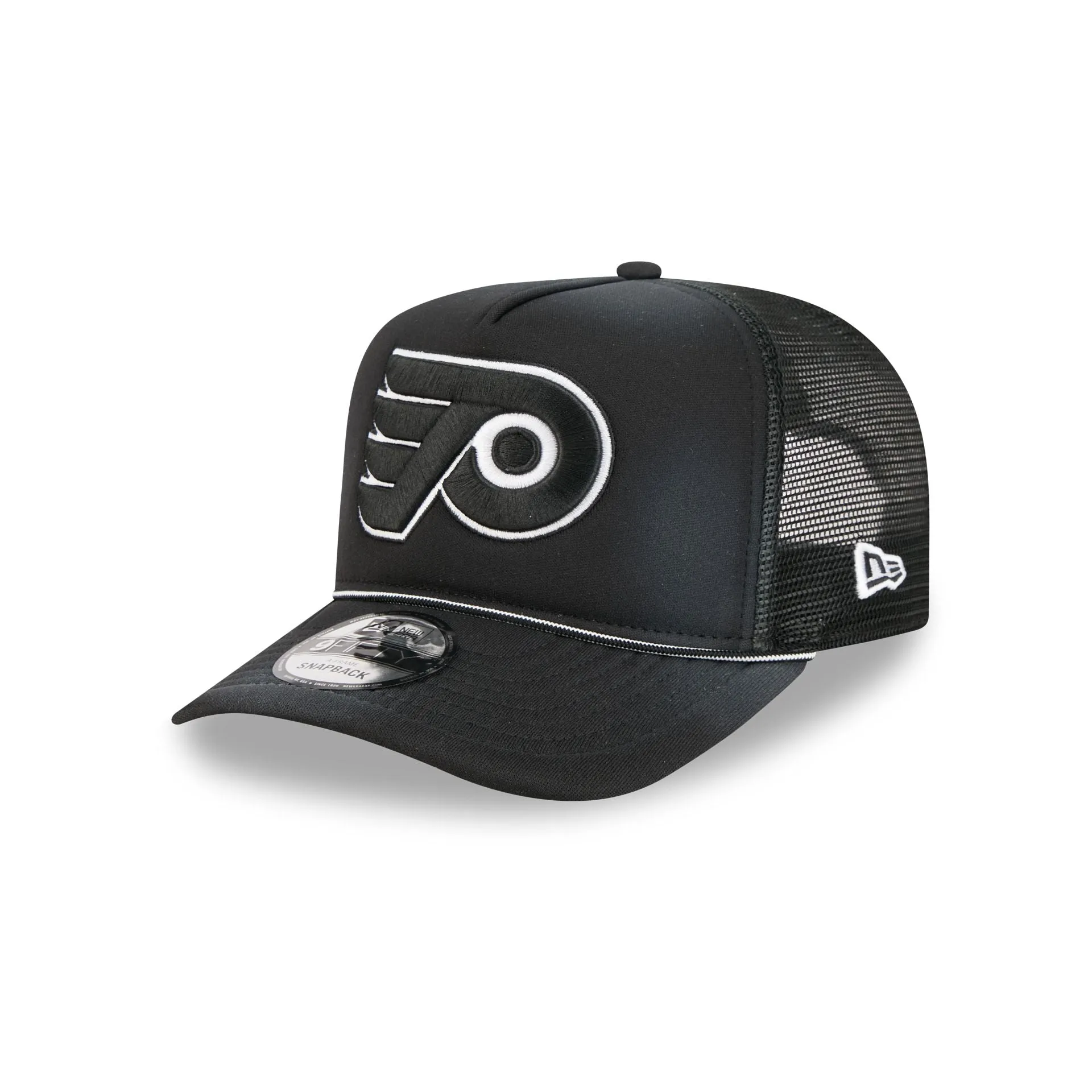 Philadelphia Flyers Washed Black 9FIFTY A-Frame Trucker Hat sold by New Era