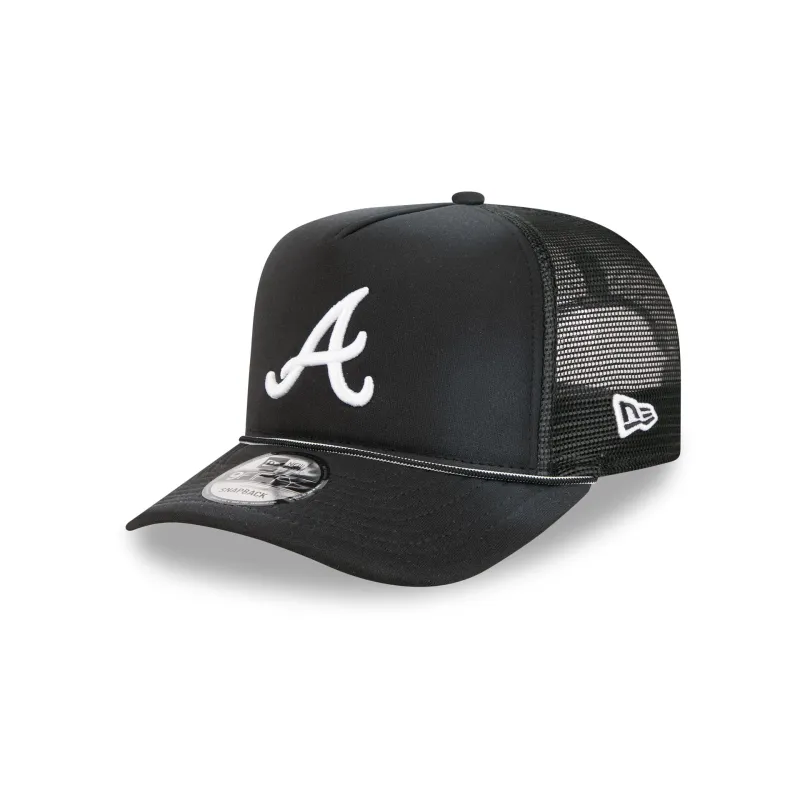 Atlanta Braves Washed Black 9FIFTY A-Frame Trucker Hat sold by New Era