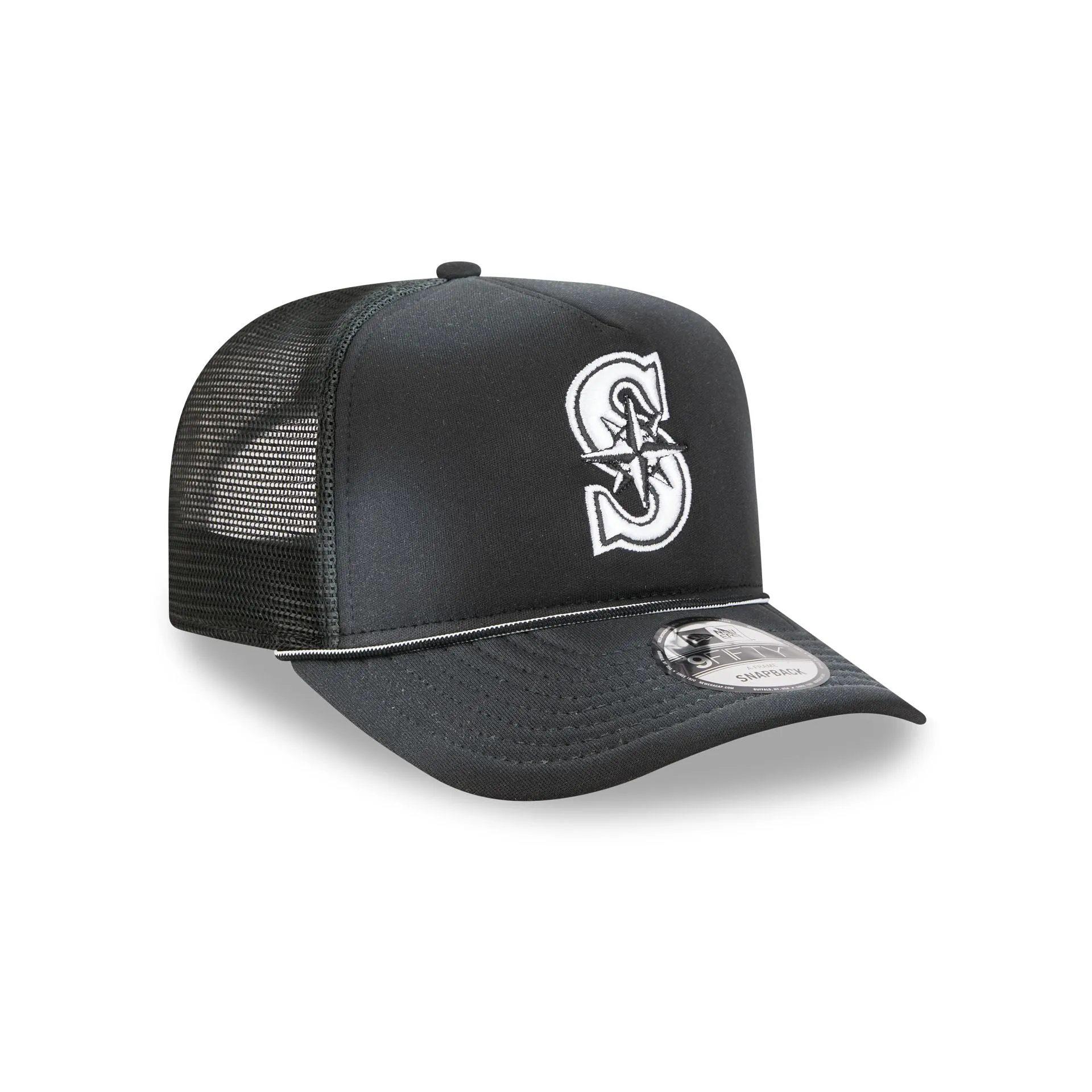Seattle Mariners Washed Black 9FIFTY A-Frame Trucker Hat sold by New Era product image thumbnail 3