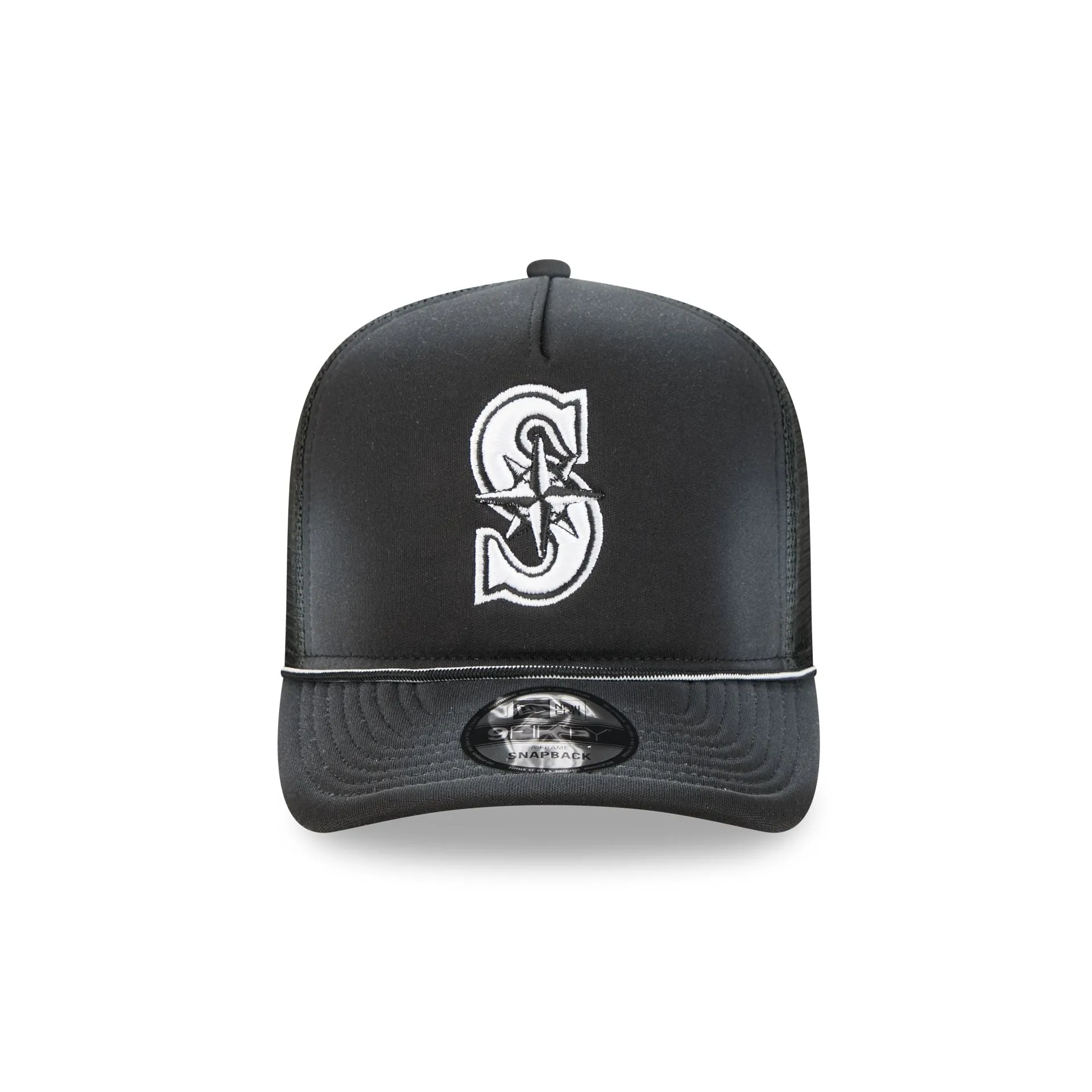 Seattle Mariners Washed Black 9FIFTY A-Frame Trucker Hat sold by New Era product image thumbnail 2