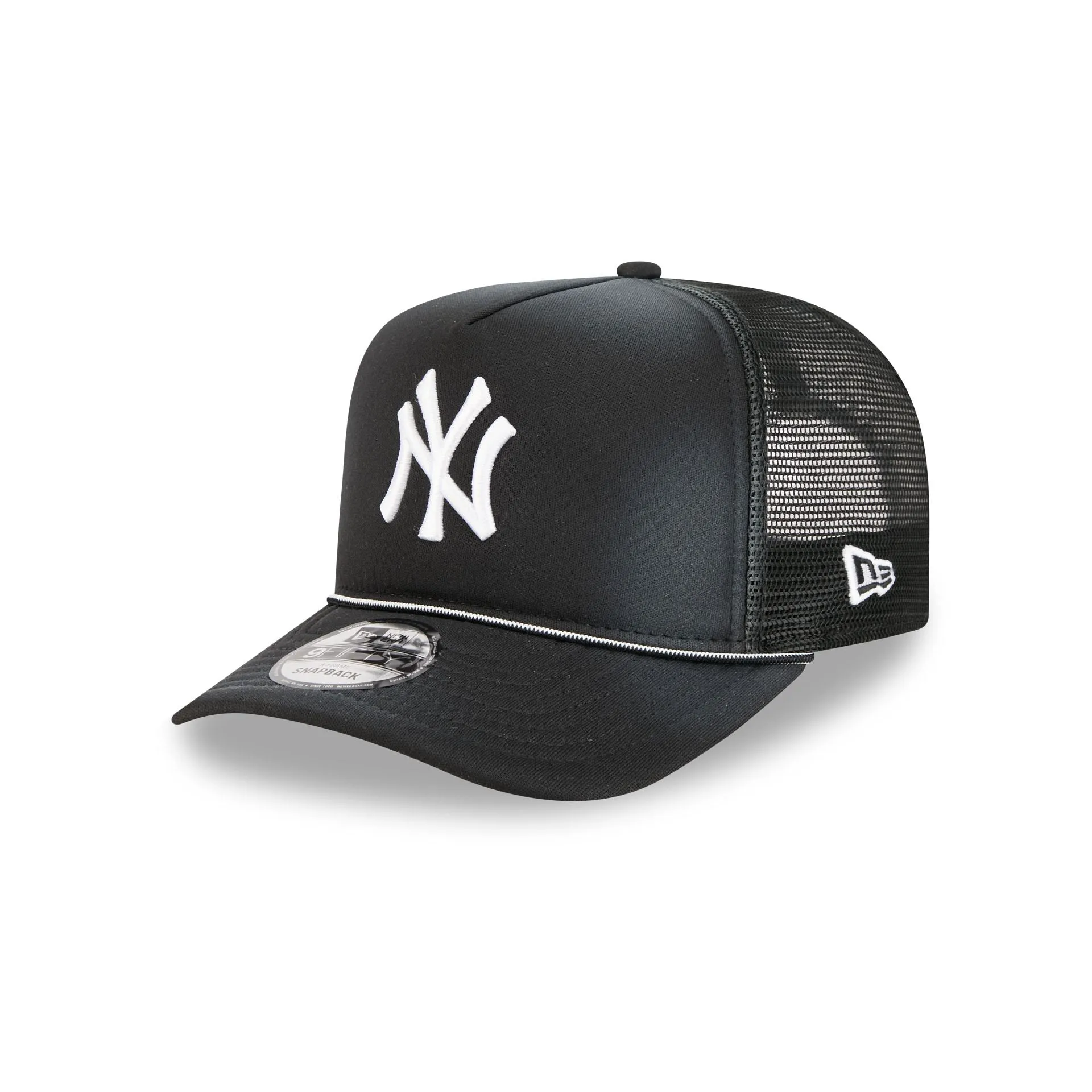 New York Yankees Washed Black 9FIFTY A-Frame Trucker Hat sold by New Era