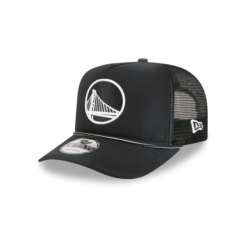 Golden State Warriors Washed Black 9FIFTY A-Frame Trucker Hat made by New Era