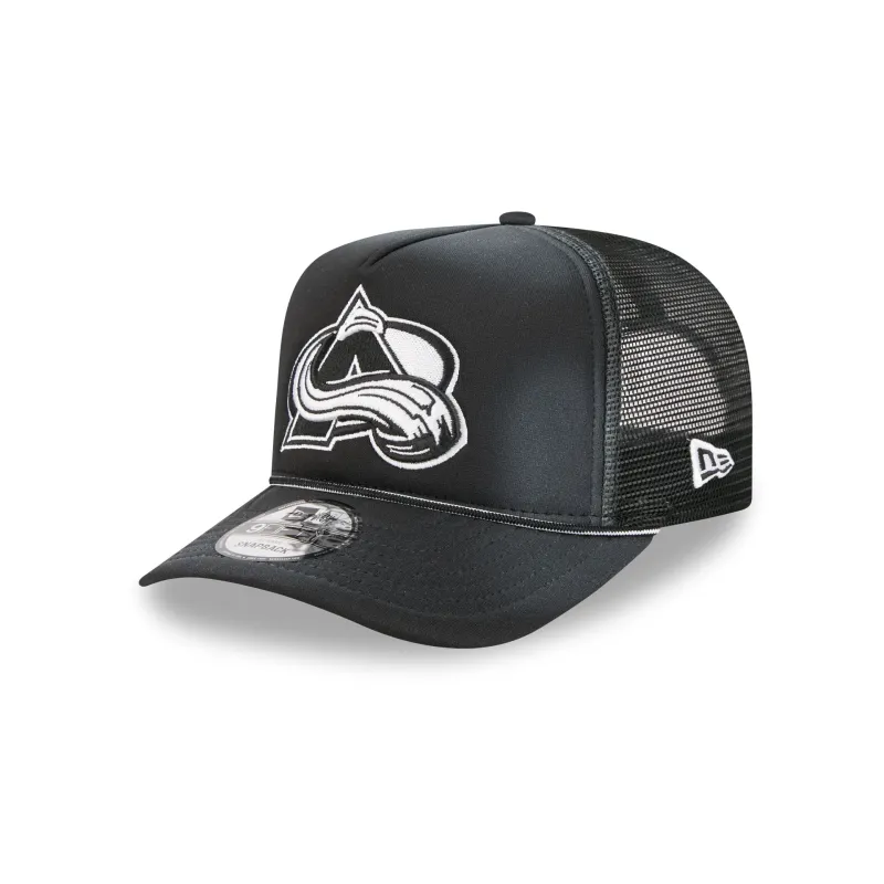 Colorado Avalanche Washed Black 9FIFTY A-Frame Trucker Hat sold by New Era