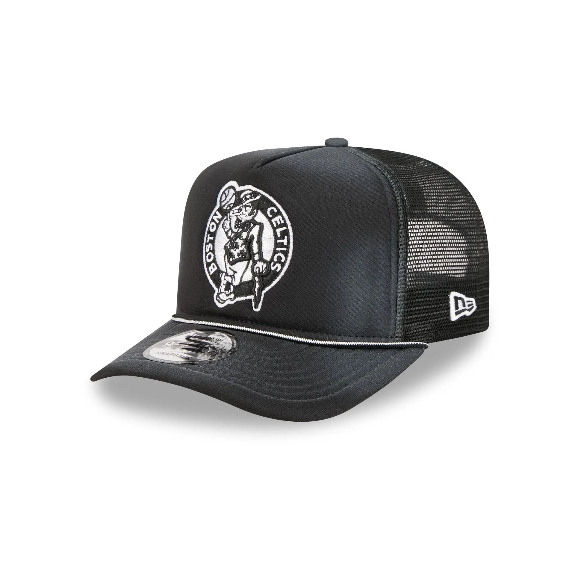 Boston Celtics Washed Black 9FIFTY A-Frame Trucker Hat sold by New Era