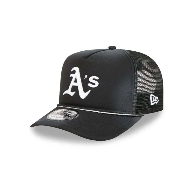 Athletics Washed Black 9FIFTY A-Frame Trucker Hat made by New Era
