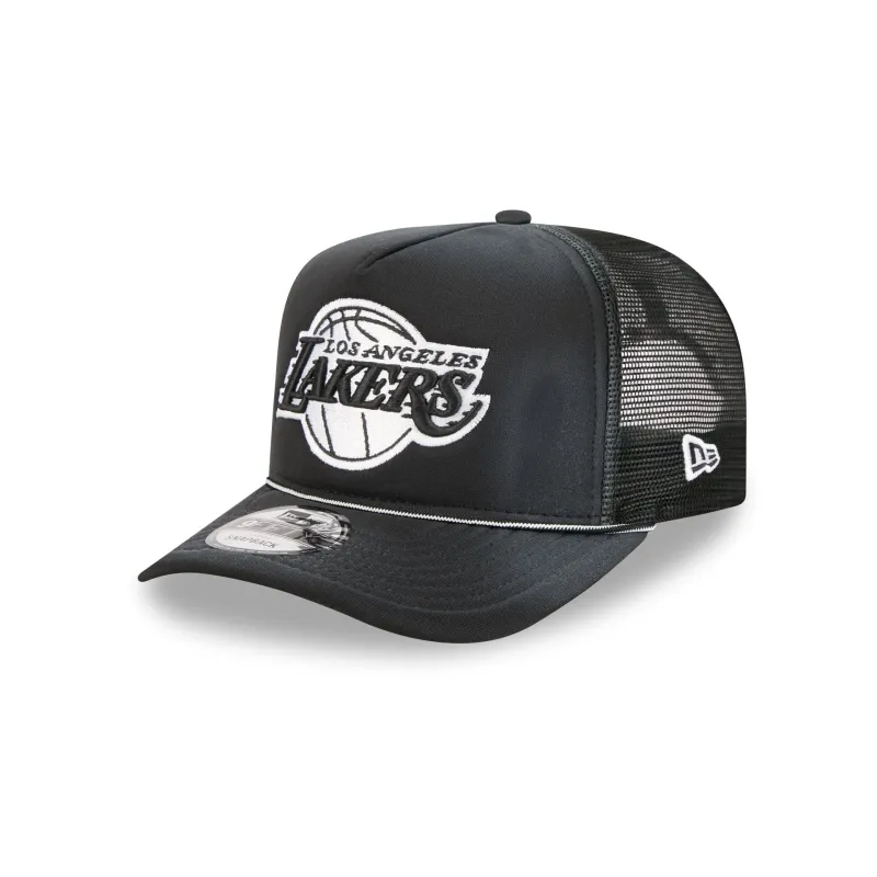 Los Angeles Lakers Washed Black 9FIFTY A-Frame Trucker Hat sold by New Era