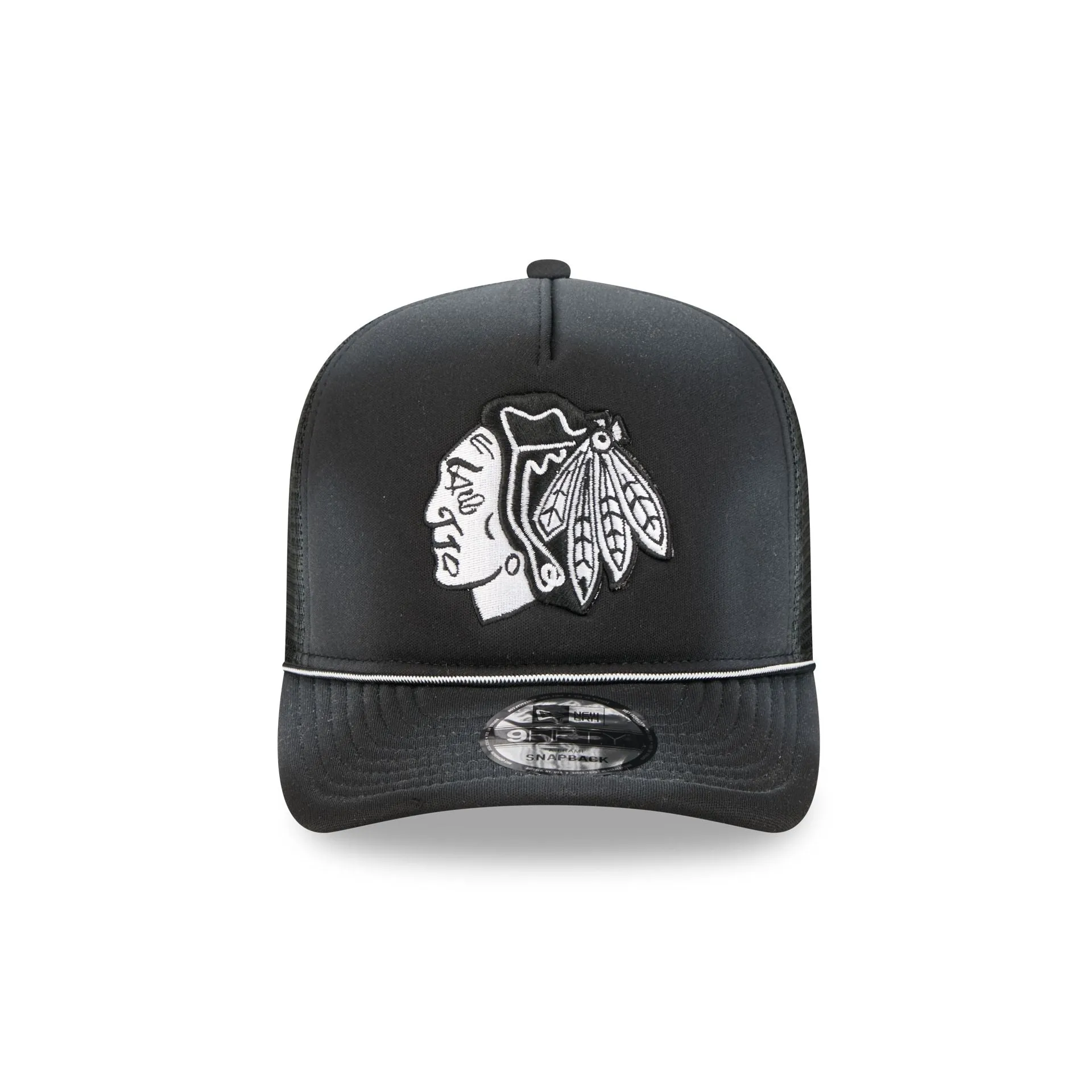 Chicago Blackhawks Washed Black 9FIFTY A-Frame Trucker Hat sold by New Era product image thumbnail 2