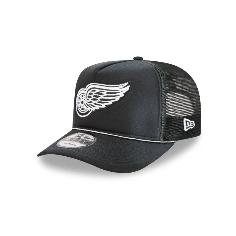 Detroit Red Wings Washed Black 9FIFTY A-Frame Trucker Hat made by New Era