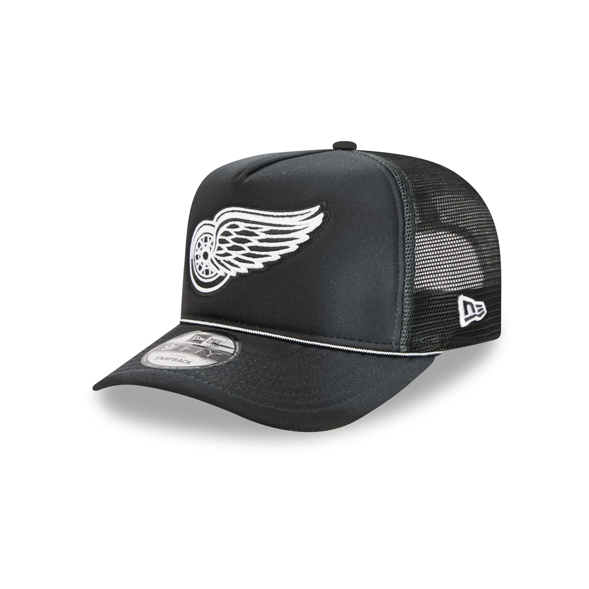 Detroit Red Wings Washed Black 9FIFTY A-Frame Trucker Hat sold by New Era
