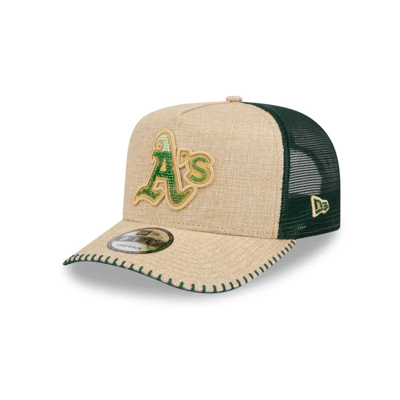Athletics Beaded Canvas 9FIFTY A-Frame Trucker Hat made by New Era