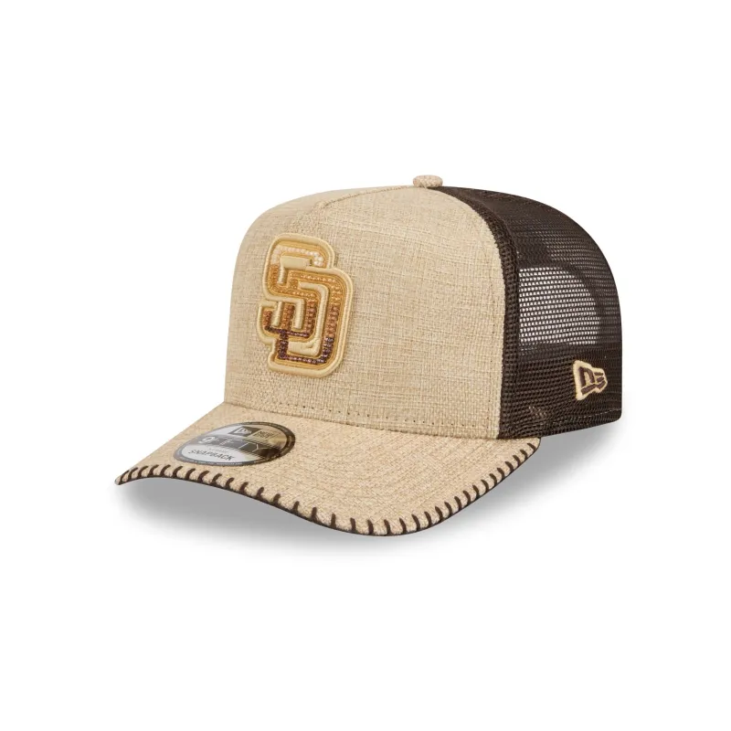 San Diego Padres Beaded Canvas 9FIFTY A-Frame Trucker Hat sold by New Era