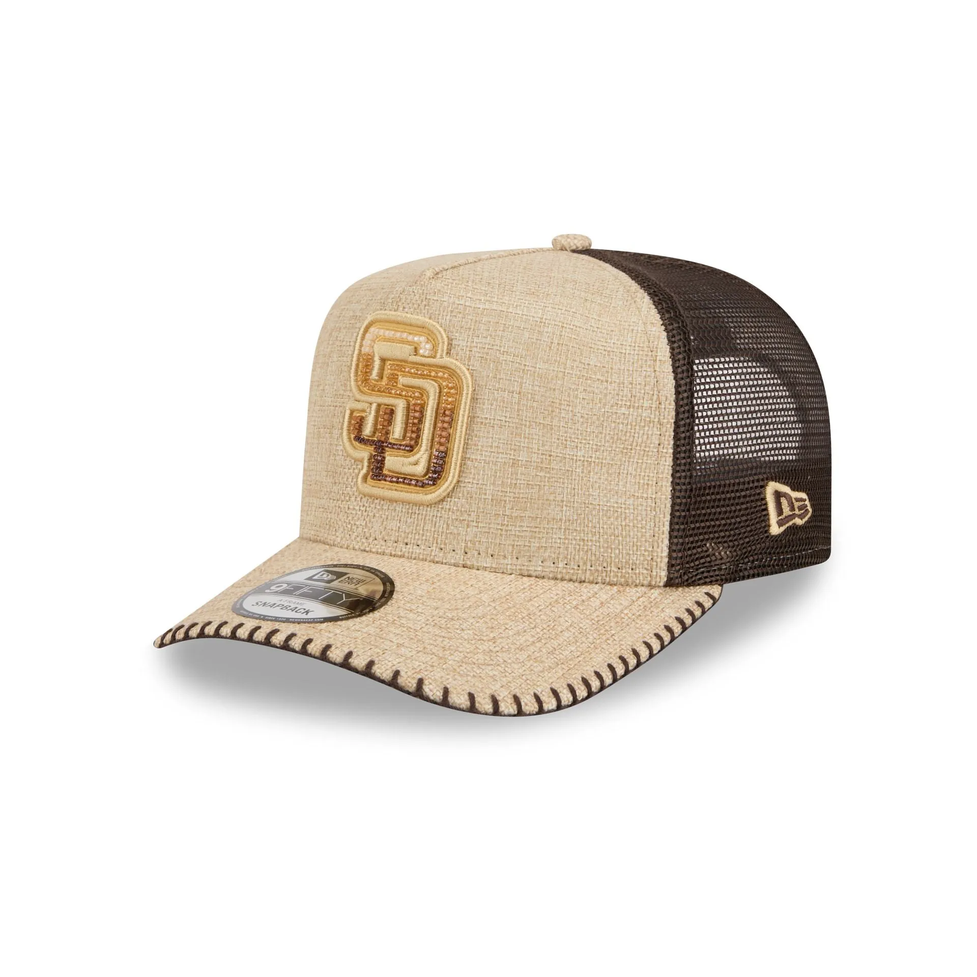 San Diego Padres Beaded Canvas 9FIFTY A-Frame Trucker Hat sold by New Era