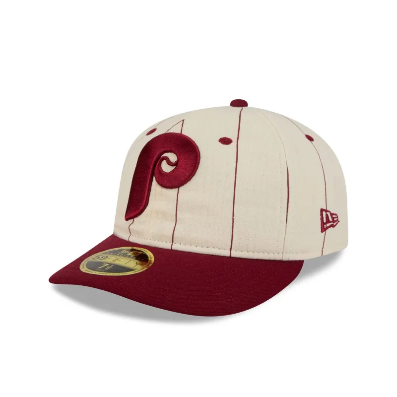 Philadelphia Phillies Linen Pinstripe Retro Crown 59FIFTY Fitted Hat made by New Era