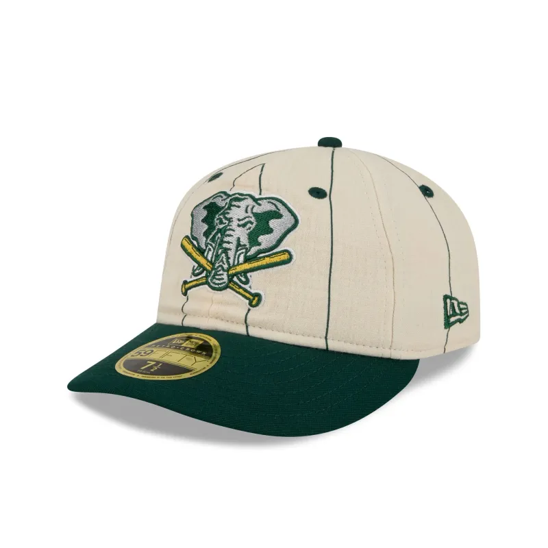 Athletics Linen Pinstripe Retro Crown 59FIFTY Fitted Hat made by New Era
