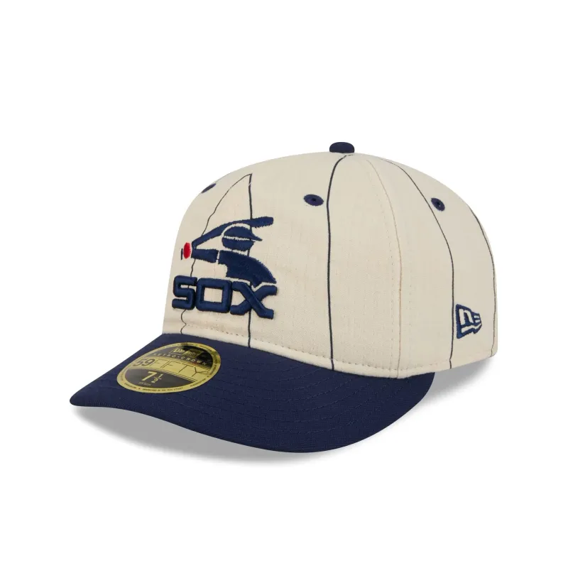 Chicago White Sox Linen Pinstripe Retro Crown 59FIFTY Fitted Hat made by New Era