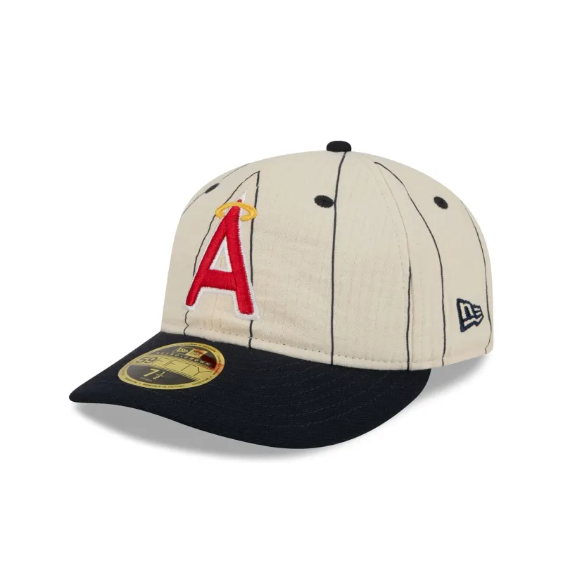 Los Angeles Angels Linen Pinstripe Retro Crown 59FIFTY Fitted Hat made by New Era