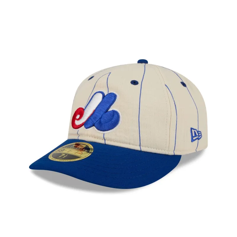 Montreal Expos Linen Pinstripe Retro Crown 59FIFTY Fitted Hat made by New Era