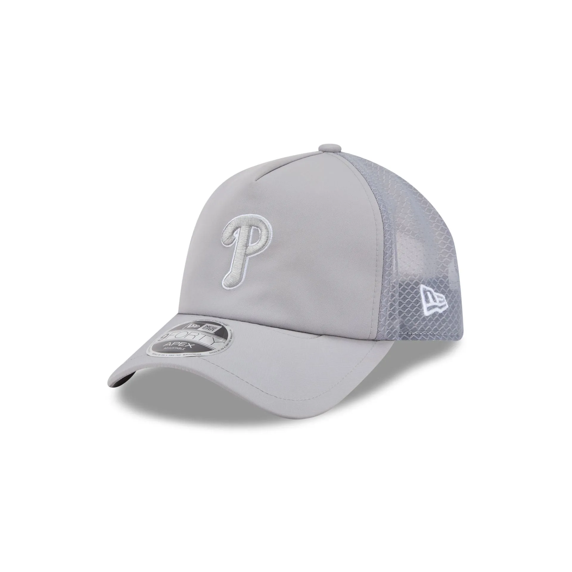 Philadelphia Phillies 2026 Batting Practice Gray 9FORTY APEX Trucker Hat sold by New Era